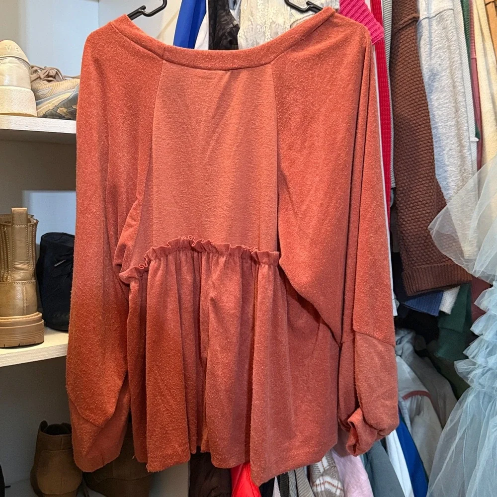 Rust Ruffle Sweatshirt - Picture 6 of 6